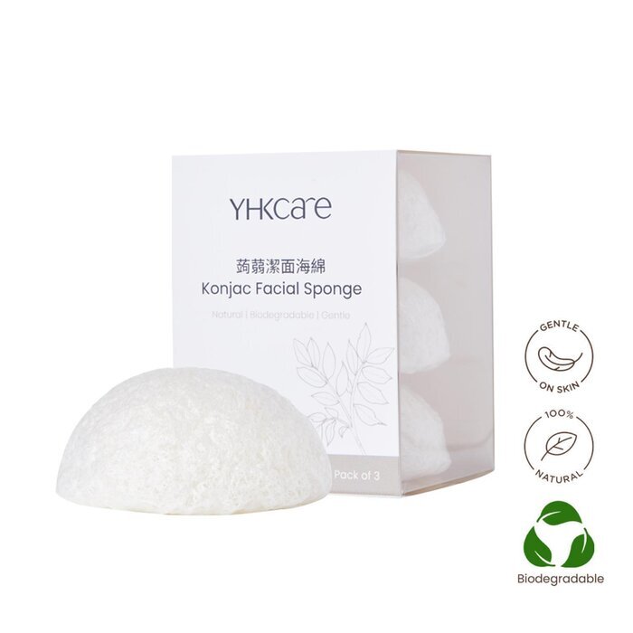 YHKCARE Konjac Sponge (Pure) Trio pack 3pcs