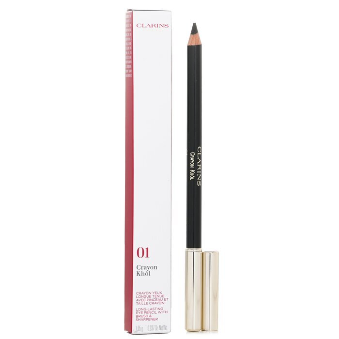 Clarins Long Lasting Eye Pencil with Brush - # 01 Carbon Black (With Sharpener) 1.05g/0.037oz