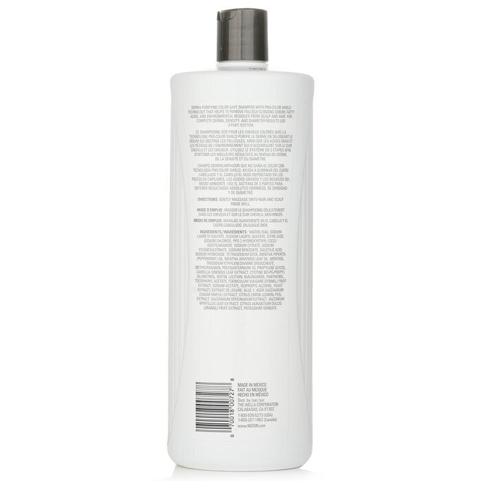 Nioxin Derma Purifying System 3 Cleanser Shampoo (Colored Hair, Light Thinning, Color Safe) 1000ml/33.8oz