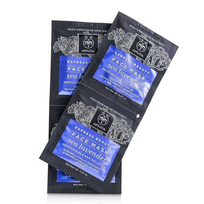 Apivita Express Beauty Face Mask with Sea Lavender (Moisturizing & Anti-Pollution) 6x(2x8ml)