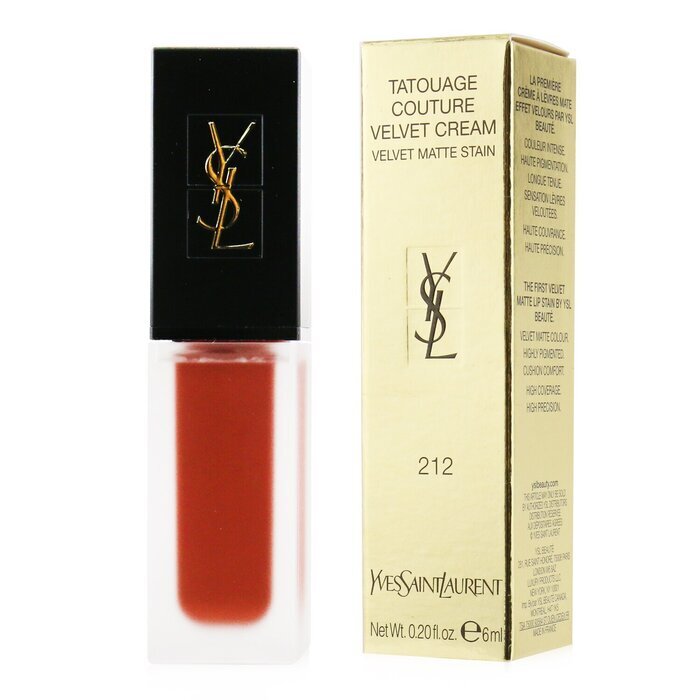 Yves Saint Laurent Tatouage Couture Velvet Cream Velvet Matte Stain # 212 Rouge Rebel Woman 6ml Lipstick