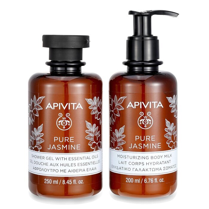 Apivita Relaxing Treats Euphoria & Softness Set: Pure Jasmine Shower Gel 250ml+ Pure Jasmine Moisturizing Body Milk 200ml 2pcs