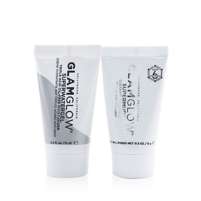 Glamglow Pore-Clearing & Minimizing Set: Supermud Clearing Treatment 15g + Superwatergel Moisturizer 15ml 2pcs