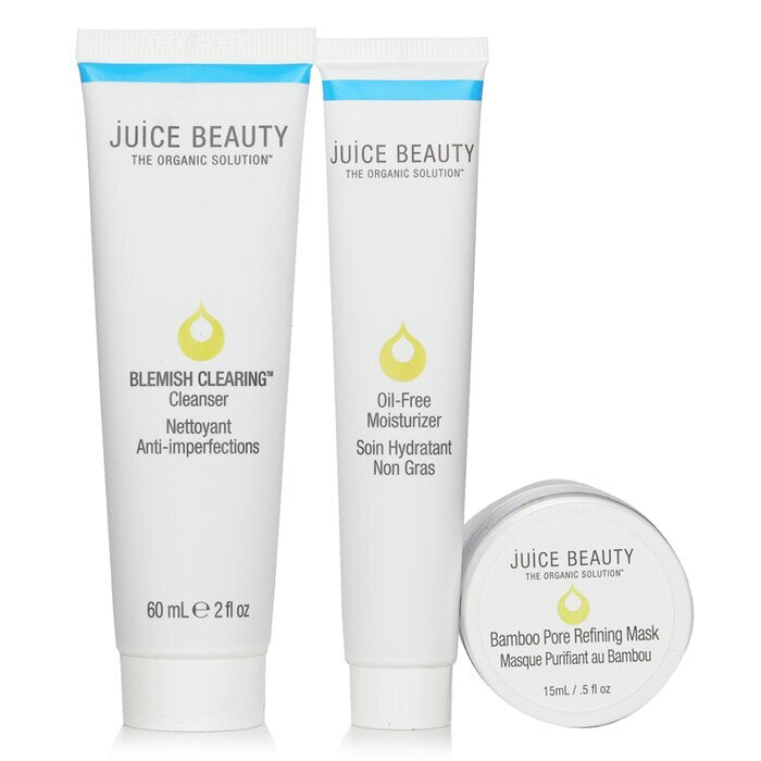 Juice Beauty Blemish Clearing Solutions Kit : Cleanser + Moisturizer + Mask + Washcloth (Unboxed) 3pcs+1cloth