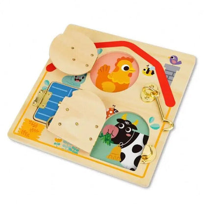 Tooky Toy Co Latches Activity Board - Farm 22x22x9cm