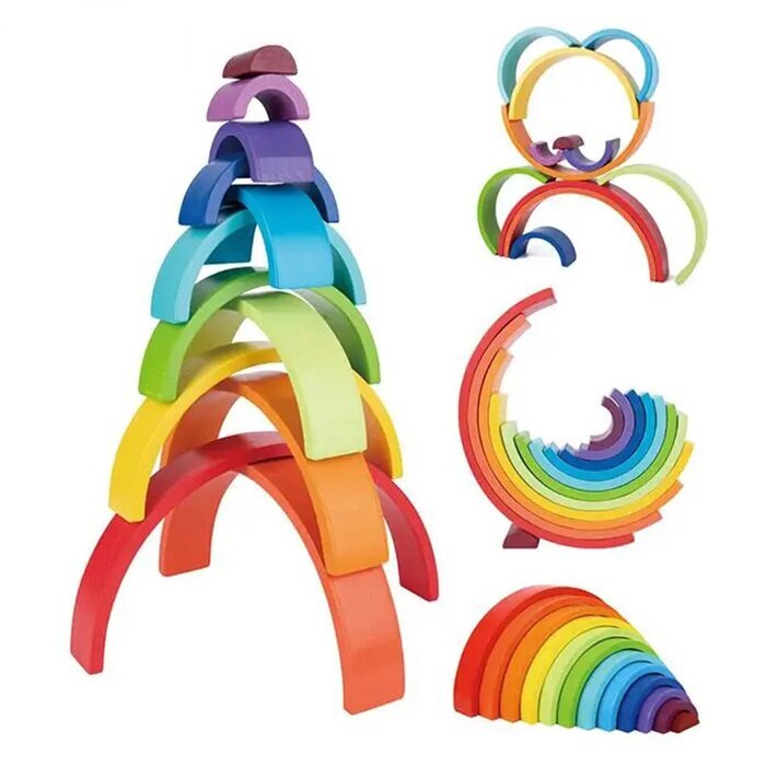 Tooky Toy Co Rainbow Stacker 12pcs 38x19x6cm