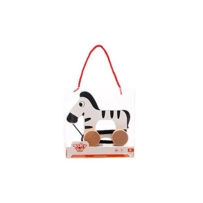 Tooky Toy Co Pull Along - Zebra 15x6x18cm