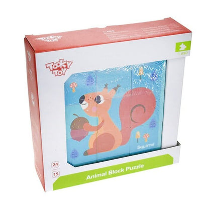 Tooky Toy Co Animal Block Puzzle 14x14x5cm