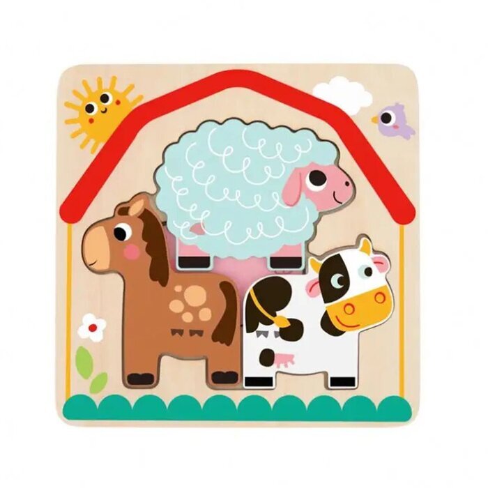 Tooky Toy Co Multi-layered Farm Puzzle 17x17x2cm