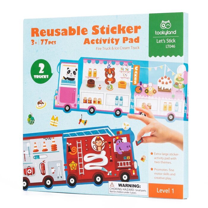 Tookyland "Reusable Stickers Activity Pad - Fire Truck & Ice Cream Truck" 24x2x23cm