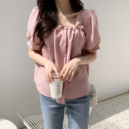 Trendywhere Square Neck Puff Sleeve Blouse Free (XS-M)