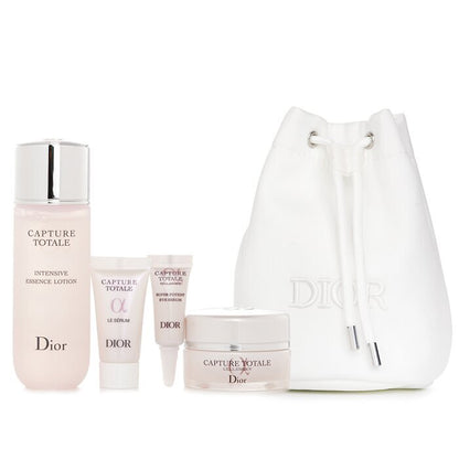 Christian Dior Capture Total Cell Bucket Pouch Mini Set: Intensive Essence Lotion 50ml+Le Serum 5ml+Eye Serum 3ml+Firming Wrinkle Creme 15ml 4pcs + 1bag