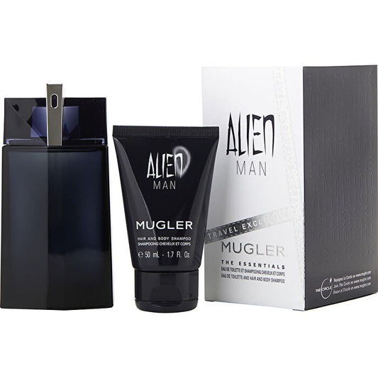 Mugler Alien Man  Eau De Toilette 100ml Refillable & Body Shampoo 50ml Travel Set