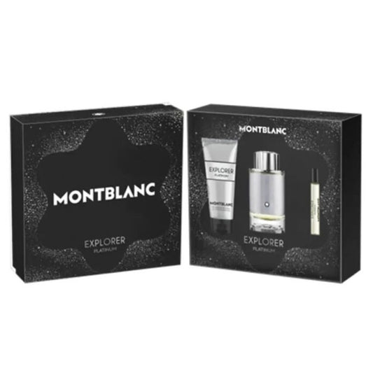 Mont Blanc Explorer Platinum 3pc Set - Eau De Parfum & Eau De Parfum Travel Spray 7.5ml & Shower Gel 100ml