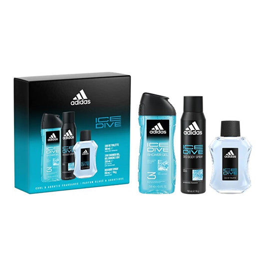 Adidas Ice Dive 3pc Set - Eau De Toilette & Shower Gel 250ml & Deo 150ml 100ml