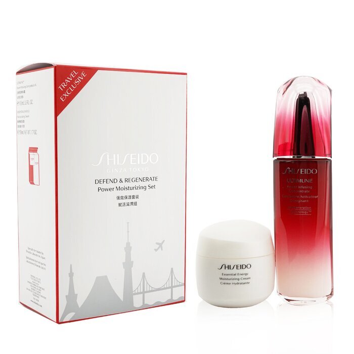 Shiseido Defend & Regenerate Power Moisturizing Set: Ultimune Power Infusing Concentrate N 100ml + Essential Energy Moisturizing Cream 50 ml 2pcs