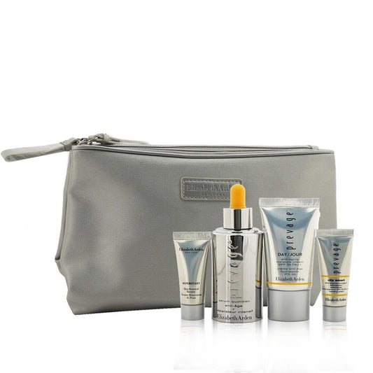 Prevage by Elizabeth Arden Prevage Intensive Repair Anti-Aging Solutions 4-Pieces Set: Intensive Repair Daily Serum 30ml + Moisture Cream SPF 30 15ml + City Smart Broad Spectrum SPF 50 5ml + Skin Renewal Booster 5ml + Bag 4pcs+1bag