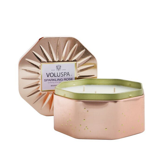 Voluspa 3 Wick Octagon Tin Candle - Sparkling Rose 340g/12oz