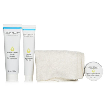 Juice Beauty Blemish Clearing Solutions Kit : Cleanser + Moisturizer + Mask + Washcloth (Unboxed) 3pcs+1cloth