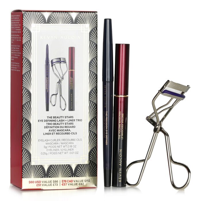 Kevyn Aucoin The Beauty Stars: Eye Defining Lash + Liner Trio: 1x Eyelash Curler + 1x Mascara + 1x Eyeliner 3pcs